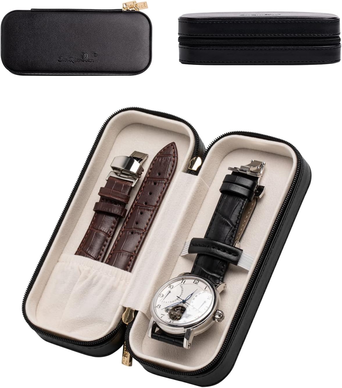 Watch Gift Box Travel Portable Wrist Watch Case Single (Black)